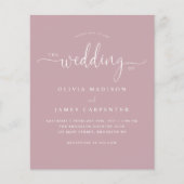 Budget Modern Boho Dusty Roze Foto Bruiloft Uitnod (Voorkant)