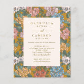 Budget Modern Boho Floral Yellow Wedding Invite (Voorkant)