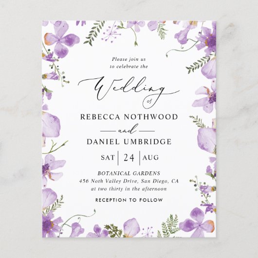 Budget Modern Boho Lavender Weddenschap (Voorkant)