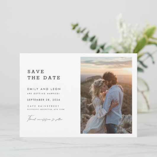 Budget Modern Boho Qr Code Photo Wedding Save The Date (Staand voorkant)