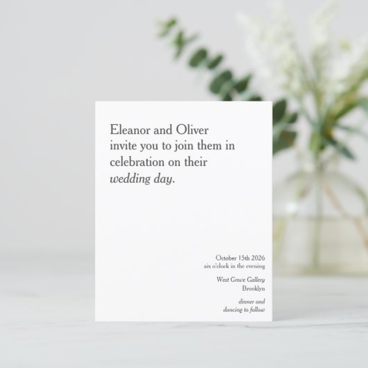 Budget Modern Bold Black White Wedding Invitation (Staand voorkant)