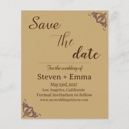 Budget modern Bruiloft Save the Date briefpapier Flyer (Voorkant)