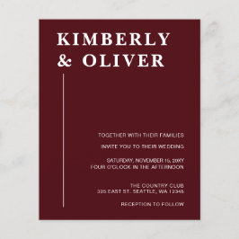 Budget Modern Burgundy Wedding Invitations