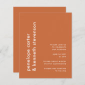 Budget Modern Burnt Oranje Eenvoudig Wedden Uitnod (Voorkant / Achterkant)