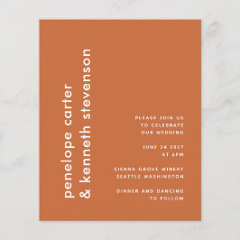 Budget Modern Burnt Oranje Eenvoudig Wedden Uitnod