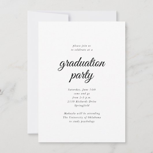 Budget Modern Calligrafie Drie Foto Afstuderen Kaart (Achterkant)