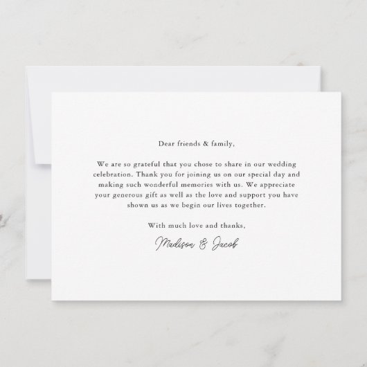 Budget Modern Calligrafiescript Weduwfoto Bedankkaart (Achterkant)