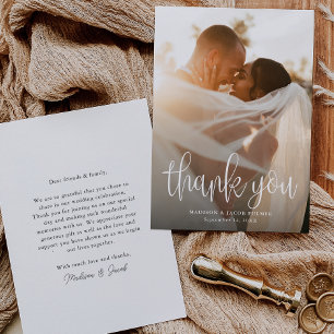Budget Modern Calligrafiescript Weduwfoto Bedankkaart
