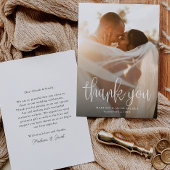 Budget Modern Calligrafiescript Weduwfoto Bedankkaart