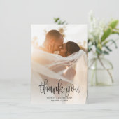 Budget Modern Calligrafiescript Weduwfoto Bedankkaart (Staand voorkant)