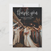 Budget Modern Calligrafiescript Weduwfoto Bedankkaart (Voorkant)