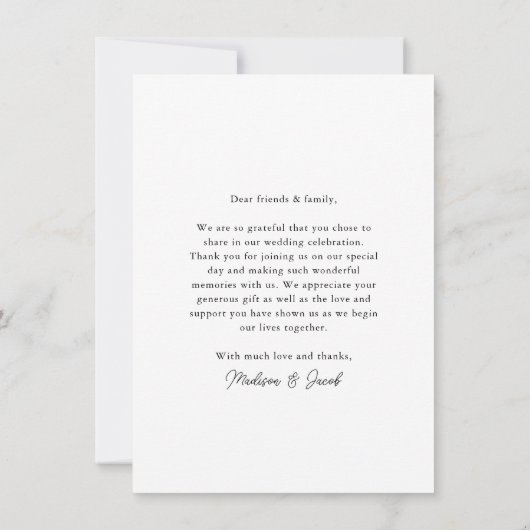 Budget Modern Calligrafiescript Weduwfoto Bedankkaart (Achterkant)