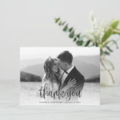 Budget Modern Calligrafiescript Weduwfoto Bedankkaart (Staand voorkant)