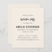 Budget Modern Cream Graduation Party Uitnodiging (Voorkant / Achterkant)