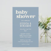 Budget modern Cute Dusty Blue Baby shower Invite (Staand voorkant)