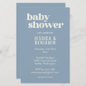 Budget modern Cute Dusty Blue Baby shower Invite (Voorkant / Achterkant)