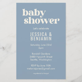 Budget modern Cute Dusty Blue Baby shower Invite
