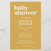Budget modern Cute Dusty Yellow Baby shower nodigt