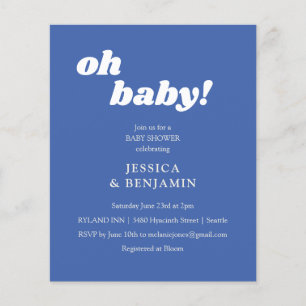 Budget modern Cute French Blue Baby shower Invite