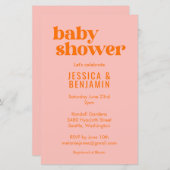 Budget Modern Cute Pink Orange Baby Shower Invite (Voorkant / Achterkant)