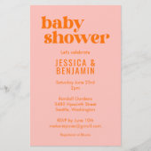 Budget Modern Cute Pink Orange Baby Shower Invite (Voorkant)