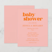 Budget modern Cute Pink Oranje Baby shower Uitnodi (Voorkant / Achterkant)