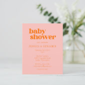 Budget modern Cute Pink Oranje Baby shower Uitnodi (Staand voorkant)