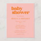 Budget modern Cute Pink Oranje Baby shower Uitnodi (Voorkant)