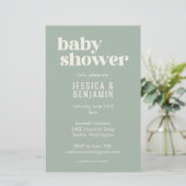 Budget modern Cute Sage Green Baby shower Invite (Staand voorkant)