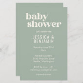 Budget modern Cute Sage Green Baby shower Invite (Voorkant / Achterkant)