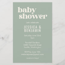 Budget modern Cute Sage Green Baby shower Invite