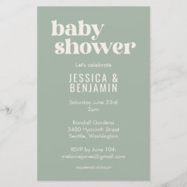 Budget modern Cute Sage Green Baby shower Invite