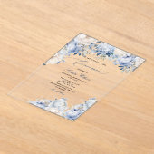 Budget Modern Dusty Blue Floral Quinceañera Acryl Uitnodigingen (Laagn)