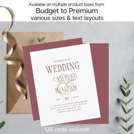 BUDGET Modern Dusty Roos Pink Gold Wedding Invite