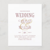 BUDGET Modern Dusty Roos Pink Gold Wedding Invite Flyer (Voorkant)