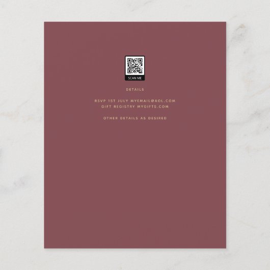 BUDGET Modern Dusty Roos Pink Gold Wedding Invite Flyer (Achterkant)