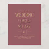 BUDGET Modern Dusty Roos Pink Gold Wedding Invite Flyer (Voorkant)