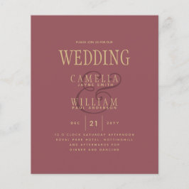 BUDGET Modern Dusty Roos Pink Gold Wedding Invite Flyer