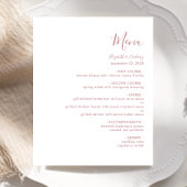Budget Modern Dusty Roos Script Wedding Menu
