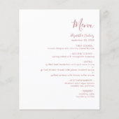 Budget Modern Dusty Roos Script Wedding Menu (Voorkant)