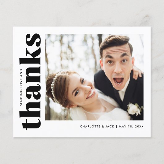 Budget Modern Eenvoudige Foto Bruiloft Dank u Flyer (Voorkant)
