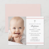Budget Modern Elegance Girls Foto Baptisme Invite (Voorkant / Achterkant)