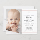 Budget Modern Elegance Girls Foto Baptisme Invite (Voorkant)