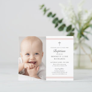 Budget Modern Elegance Girls Foto Baptisme Invite