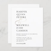 Budget Modern Elegant Black & White Wedding Invite (Voorkant / Achterkant)
