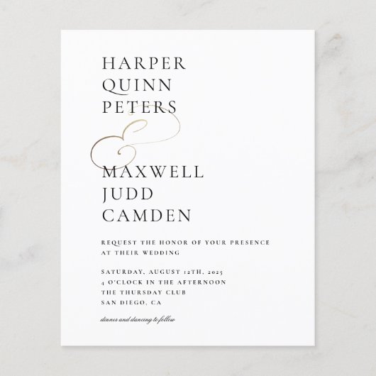 Budget Modern Elegant Black & White Wedding Invite (Voorkant)