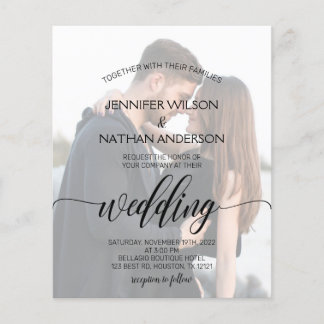 Budget Modern Elegant Calligraphy Photo Wedding