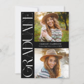Budget Modern Elegant Drie Foto Afstuderen Kaart (Voorkant)