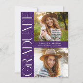 Budget Modern Elegant Drie Foto Afstuderen Kaart (Voorkant)