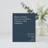 Budget Modern Elegant Navy Blue Wedding Uitnodigin (Staand voorkant)